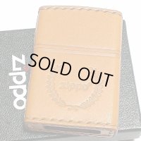 ZIPPO 革巻き ジッポ ライター ライトブラウン ロゴデザイン レザー キャメル シンプル 本牛革 薄茶 かっこいい 皮 メンズ 渋い ギフト プレゼント