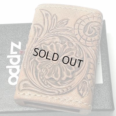 画像2: ZIPPO ライター 本革巻き ジッポ カオス シェリダンクラフト 手彫り Leather Works 牛革 ハンドメイド 彫刻 かっこいい おしゃれ ブランド メンズ 高級 ギフト