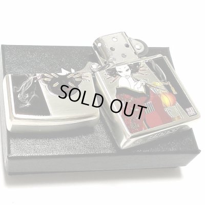 画像5: ZIPPO ライター 煙管と女 和柄 ジッポ アンティーク シルバー燻し キセルレディ かわいい ジッポー メンズ レディース ギフト おしゃれ プレゼント