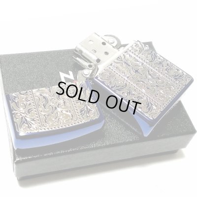 画像4: ZIPPO ライター ブルーアラベスク ジッポ ブルーイオン 銀差し 中世模様 両面加工 メンズ おしゃれ かっこいい ギフト プレゼント