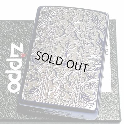 画像2: ZIPPO ライター ブルーアラベスク ジッポ ブルーイオン 銀差し 中世模様 両面加工 メンズ おしゃれ かっこいい ギフト プレゼント