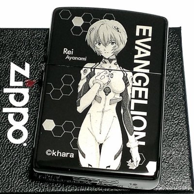 画像1: ZIPPO エヴァンゲリオン ジッポ ライター 綾波レイ 限定 シリアル入り ブラックチタンコート 新劇場版 かっこいい 黒 レーザー彫刻 アニメ メンズ レディース ギフト プレゼント