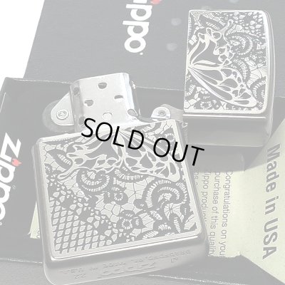 画像5: ZIPPO セクシーメタル ジッポ ライター 裏面蝶 限定シリアルNo.入り 両面加工 ガンメタ 薔薇 Sexy Metal バタフライ シルバー メタル貼り 銀 おしゃれ メンズ レディース ギフト プレゼント