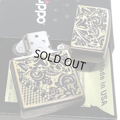 画像5: ZIPPO セクシーメタル 裏面蝶 ジッポ ライター 限定シリアルNo.入り 両面加工 ガンメタ 薔薇 Sexy Metal バタフライ ゴールド メタル貼り 金 おしゃれ メンズ レディース ギフト プレゼント