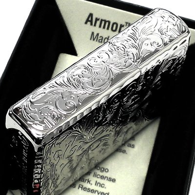 画像6: ZIPPO 限定 アーマー アラベスク ５面彫刻 鏡面プラチナシルバー ジッポ ライター シリアルナンバー入り 唐草 リーフ 両面コーナーリューター加工 銀 かっこいい 重厚 高級 美しい メンズ ギフト プレゼント
