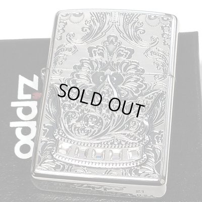 画像2: ZIPPO 限定 ジッポ ライター クラウン エッチング彫刻 シリアルナンバー入り アンティークシルバー 燻し加工 おしゃれ スワロフスキー 王冠 銀 ラインストーン かっこいい メンズ プレゼント ギフト