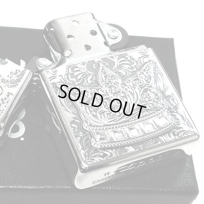 画像4: ZIPPO 限定 ジッポ ライター クラウン エッチング彫刻 シリアルナンバー入り アンティークシルバー 燻し加工 おしゃれ スワロフスキー 王冠 銀 ラインストーン かっこいい メンズ プレゼント ギフト