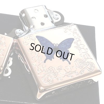 画像5: ZIPPO 限定 ブルーバタフライ ローズ ピンク ジッポ ライター シリアルNo入り 蝶 かわいい スワロフスキー 蝶々 両面加工 美しい バラ おしゃれ 青 薔薇 メンズ レディース ギフト プレゼント