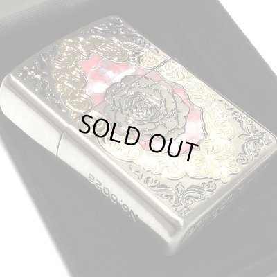 画像4: ZIPPO アーマー バタフライ ローズ 限定 重厚 ジッポ ライター シリアルNo入り 両面加工 シルバー バラ レッド 貝貼り おしゃれ 赤 蝶々 ギフト プレゼント 薔薇 蝶 メンズ レディース