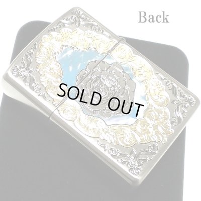 画像6: ZIPPO アーマー 限定 バタフライ ローズ ジッポ ライター 重厚 シリアルNo入り かわいい 蝶々 両面加工 シルバー バラ 貝貼り ブルー おしゃれ メンズ レディース ギフト プレゼント 青 蝶 薔薇