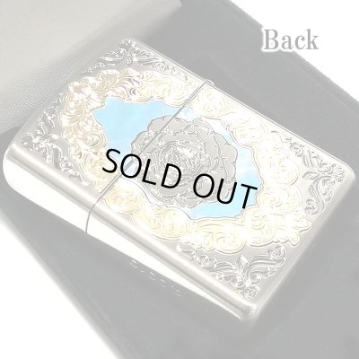 画像3: ZIPPO アーマー 限定 バタフライ ローズ ジッポ ライター 重厚 シリアルNo入り かわいい 蝶々 両面加工 シルバー バラ 貝貼り ブルー おしゃれ メンズ レディース ギフト プレゼント 青 蝶 薔薇