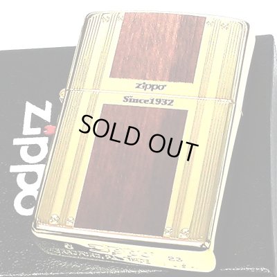 画像2: ZIPPO ダブルライン ニッケルメッキ 両面加工 エッチング ジッポ ライター ゴールド ブラウン かっこいい ロゴ おしゃれ ギフト プレゼント メンズ 木目調 渋い