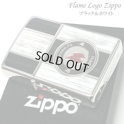 画像1: ZIPPO 炎 フレーム ロゴ ジッポ ライター 木目調 ファイヤー ブラック ホワイト 両面加工 メンズ かっこいい おしゃれ プレゼント 父の日 ギフト
