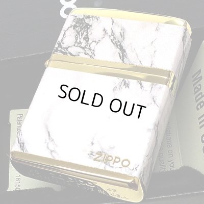 画像2: ZIPPO ライター ロゴ ジッポー ゴールド ホワイト 金タンク 4面加工 大理石 Marble Logo かっこいい おしゃれ メンズ ギフト プレゼント