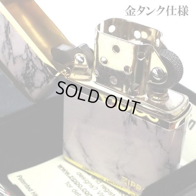 画像4: ZIPPO ライター ロゴ ジッポー ゴールド ホワイト 金タンク 4面加工 大理石 Marble Logo かっこいい おしゃれ メンズ ギフト プレゼント