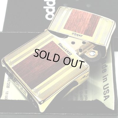 画像5: ZIPPO ダブルライン ニッケルメッキ 両面加工 エッチング ジッポ ライター ゴールド ブラウン かっこいい ロゴ おしゃれ ギフト プレゼント メンズ 木目調 渋い