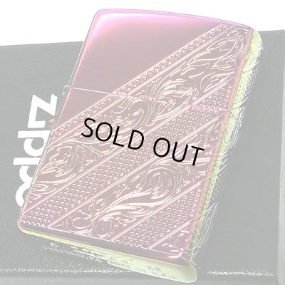 画像2: ZIPPO ライター アラベスク チタン加工 レインボー ジッポ 4面彫刻 虹色 高級 唐草 かっこいい おしゃれ メンズ ギフト プレゼント