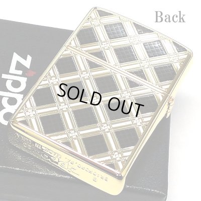 画像3: ZIPPO ライター ダイアモンドパターン ゴールド&ブラック ジッポ 金タンク 両面加工 黒 エッチング彫刻 かっこいい おしゃれ メンズ ギフト プレゼント