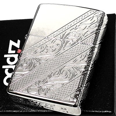 画像2: ZIPPOライター アラベスク 4面彫刻 鏡面プラチナ シルバー ジッポ 銀 高級 唐草 かっこいい おしゃれ メンズ 父の日 ギフト プレゼント