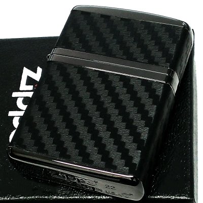 画像1: ZIPPO アーマー ジッポ ライター カーボン ブラック 4面連続加工 黒ニッケルメッキ かっこいい シンプル メンズ おしゃれ ギフト 父の日 プレゼント