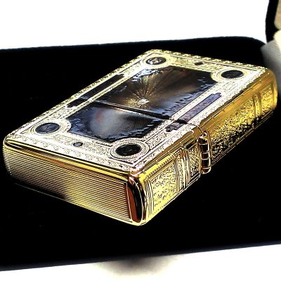 画像2: ジッポ 1937レプリカ フラットトップ ZIPPO ライター ファンタジーブック おしゃれ ゴールド&ブラック かっこいい 5面加工 エッチング彫刻 金黒 金タンク メンズ プレゼント ギフト