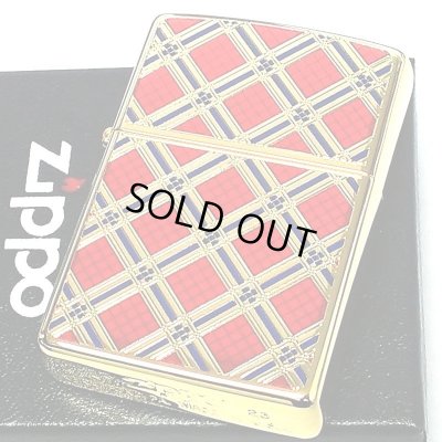 画像2: ZIPPO ダイアモンドパターン ジッポ ライター ゴールド＆レッド 金タンク 赤 両面加工 彫刻 かっこいい おしゃれ メンズ ギフト プレゼント