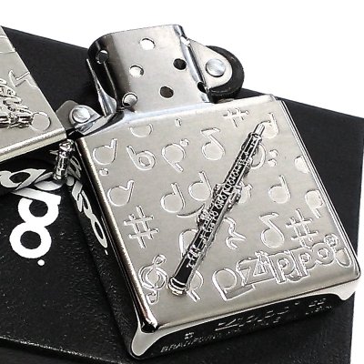 画像4: ZIPPO ライター 楽器 かわいい オーボエ メタル ジッポ ロゴ シルバー 可愛い 両面加工 ハート 音符 ホワイトニッケル 銀 おしゃれ メンズ レディース プレゼント ギフト