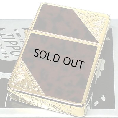 画像2: ZIPPO 1935 復刻レプリカ ベネチアン ジッポ ライター ゴールド＆ブラウン 茶 クラシック アラベスク 両面加工 マーブル柄 金タンク かっこいい ギフト メンズ プレゼント