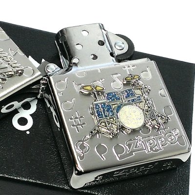 画像4: ZIPPO ライター 楽器 ドラム ジッポ かわいい シルバー 両面加工 おしゃれ ハート 音符 可愛い ホワイトニッケル 銀 メンズ レディース プレゼント ギフト