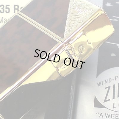 画像5: ZIPPO 1935 復刻レプリカ ベネチアン ジッポ ライター ゴールド＆ブラウン 茶 クラシック アラベスク 両面加工 マーブル柄 金タンク かっこいい ギフト メンズ プレゼント