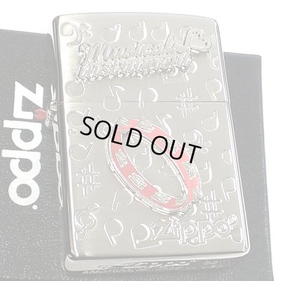 画像2: ZIPPO かわいい 楽器 タンバリン メタル ジッポロゴ ライター シルバー 可愛い 両面加工 ハート 音符 ホワイトニッケル 銀 おしゃれ メンズ レディース プレゼント ギフト