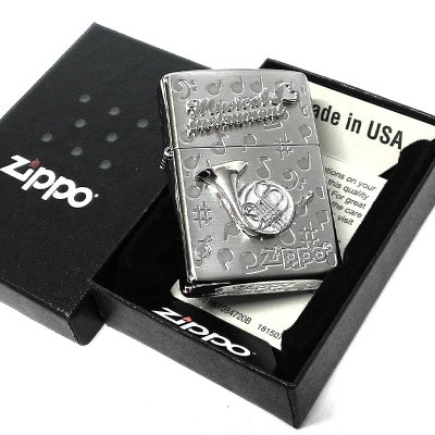 画像6: ジッポ 楽器 ホルン ZIPPO ライター ロゴ シルバー 可愛い 両面加工 ハート かわいい 音符 ホワイトニッケル 銀 おしゃれ メンズ レディース プレゼント ギフト