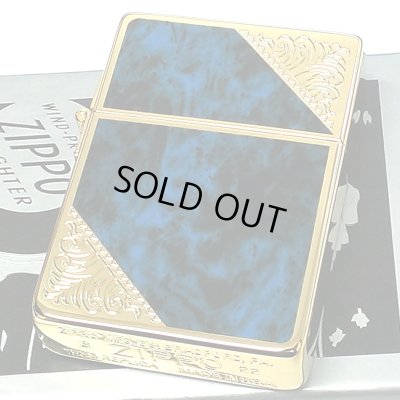 画像2: ZIPPO 1935 復刻レプリカ ベネチアン ジッポ ライター ブルー クラシック アラベスク 両面加工 マーブル柄 金タンク かっこいい メンズ プレゼント ギフト
