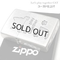 ZIPPO 可愛い Let’s play together CAT 猫 ジッポ ライター シルバー おしゃれ ネコ 銀 かわいい 女性 レディース メンズ ギフト プレゼント
