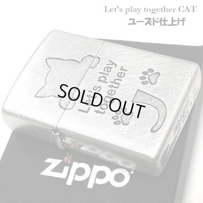 画像1: ZIPPO 可愛い Let’s play together CAT 猫 ジッポ ライター シルバー おしゃれ ネコ 銀 かわいい 女性 レディース メンズ ギフト プレゼント