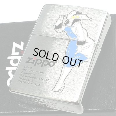 画像1: ZIPPO ウィンディー ジッポ ライター ロゴ 銀 かっこいい ブルー アンティークシルバー サテン仕上げ 色差し 彫刻 レトロ おしゃれ メンズ ギフト プレゼント