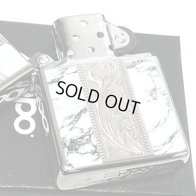 画像4: ZIPPO アラベスク＆大理石 ジッポ ライター Marble＆Engrave シルバー ホワイト 彫刻 両面加工 白銀 かっこいい おしゃれ メンズ ギフト プレゼント