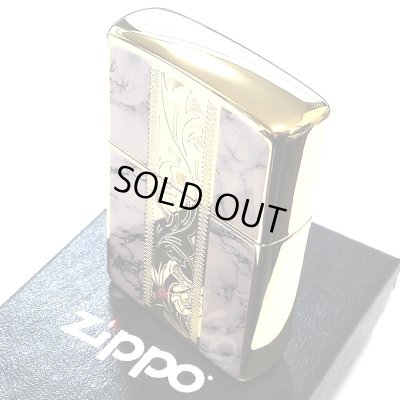 画像5: ZIPPO ライター アラベスク＆大理石 ジッポ おしゃれ Marble＆Engrave 金タンク ゴールド ホワイト 彫刻 両面加工 白金 かっこいい メンズ ギフト プレゼント