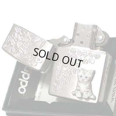 画像5: ZIPPO ライター ネコ kitten herart ash gray シルバー ジッポ 猫 可愛い ハート 立体ネコメタル 女性 レディース ねこ かわいい おしゃれ メンズ ギフト プレゼント