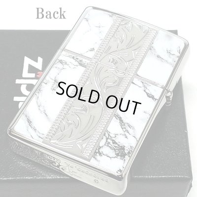 画像3: ZIPPO アラベスク＆大理石 ジッポ ライター Marble＆Engrave シルバー ホワイト 彫刻 両面加工 白銀 かっこいい おしゃれ メンズ ギフト プレゼント