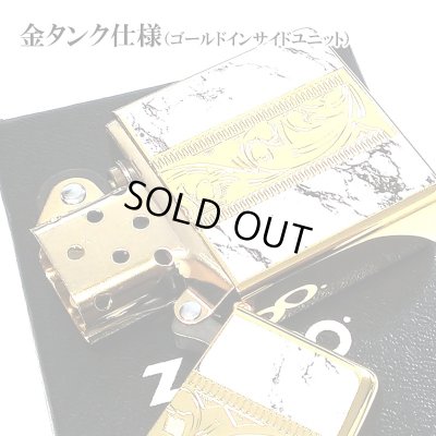 画像4: ZIPPO ライター アラベスク＆大理石 ジッポ おしゃれ Marble＆Engrave 金タンク ゴールド ホワイト 彫刻 両面加工 白金 かっこいい メンズ ギフト プレゼント