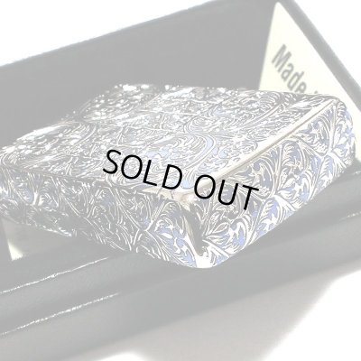 画像5: ZIPPO スプレンダー イオンブルー ジッポ ライター アラベスク模様 5面加工 彫刻 シルバー鍍金差し 青 かっこいい おしゃれ レディース メンズ ギフト プレゼント