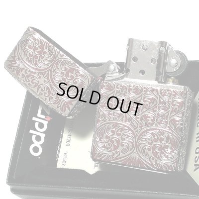 画像4: ZIPPO ライター スプレンダー イオンレッド アラベスク模様 ジッポ 5面加工 彫刻 シルバー鍍金差し かっこいい おしゃれ レディース メンズ ギフト プレゼント