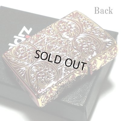 画像3: ZIPPO ライター スプレンダー イオンレッド ジッポ アラベスク模様 5面加工 金タンク 彫刻 ゴールド鍍金差し 赤 かっこいい おしゃれ レディース メンズ ギフト プレゼント
