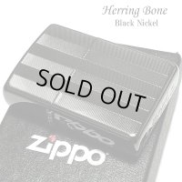 ZIPPO ライター かっこいい スーパーファインエッチング ヘリンボーン柄 ブラックニッケル ジッポ 両面加工 黒 シンプル メンズ プレゼント ギフト