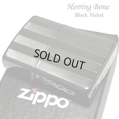 画像1: ZIPPO ライター かっこいい スーパーファインエッチング ヘリンボーン柄 ブラックニッケル ジッポ 両面加工 黒 シンプル メンズ プレゼント ギフト
