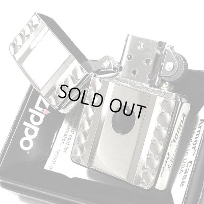 画像4: ZIPPO ライター アーマー 天然オニキス＆NC彫刻 ジッポ かっこいい シルバー 両面加工 ホワイトニッケル 天然石 重厚 おしゃれ メンズ ギフト プレゼント