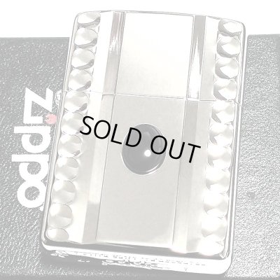 画像2: ZIPPO ライター アーマー 天然オニキス＆NC彫刻 ジッポ かっこいい シルバー 両面加工 ホワイトニッケル 天然石 重厚 おしゃれ メンズ ギフト プレゼント
