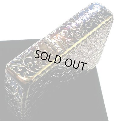 画像6: ZIPPO アーマー 唐草 鳳凰 ジッポ ライターアラベスク 5面彫刻 ゴールド イブシ加工 重厚 コーナーリューター 金タンク 燻し仕上げ フェニックス かっこいい 高級 メンズ 渋い ギフト プレゼント