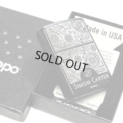 画像5: ZIPPO おしゃれ ライター サイモンカーター ジッポ かっこいい ペイズリ― マットブラック×シルバー 艶消し 黒 彫刻 メンズ ブランド プレゼントかわいい